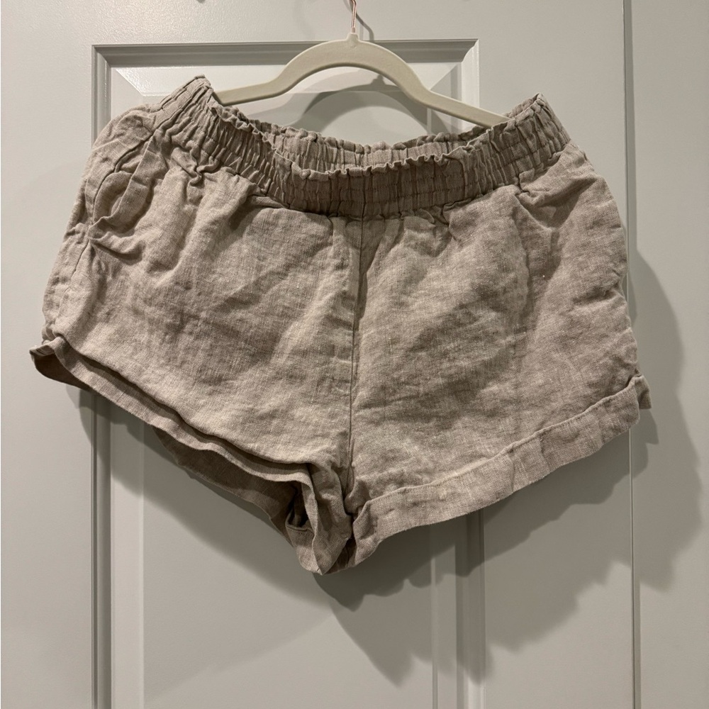 Reformation Women's Tan Linen Shorts